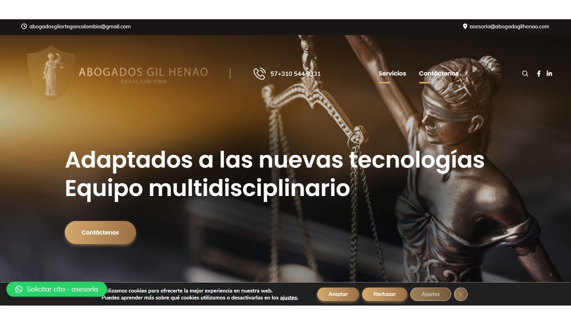 Sitio web del Bufete Abogado Gil Henao diseñado por Engranaje Studio